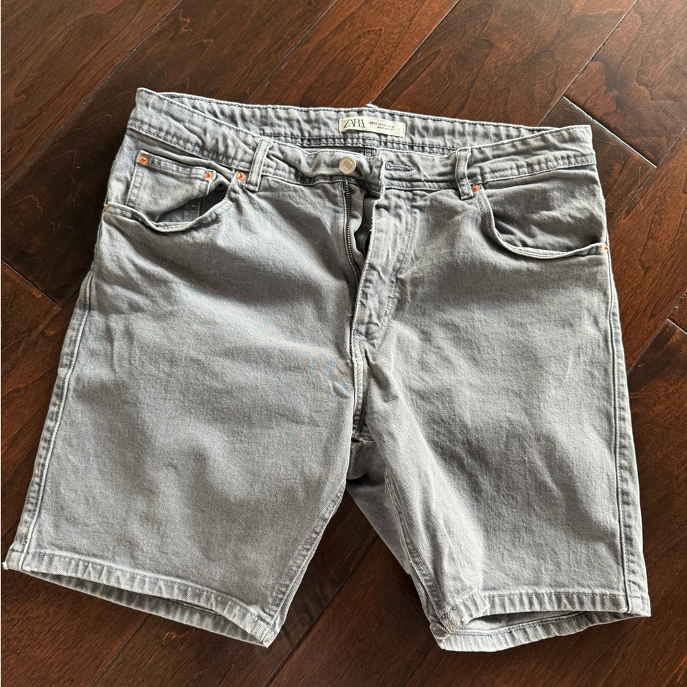 Zara Stone Gray Denim Guys Shorts 100% Cotton Made in Egypt 🇪🇬